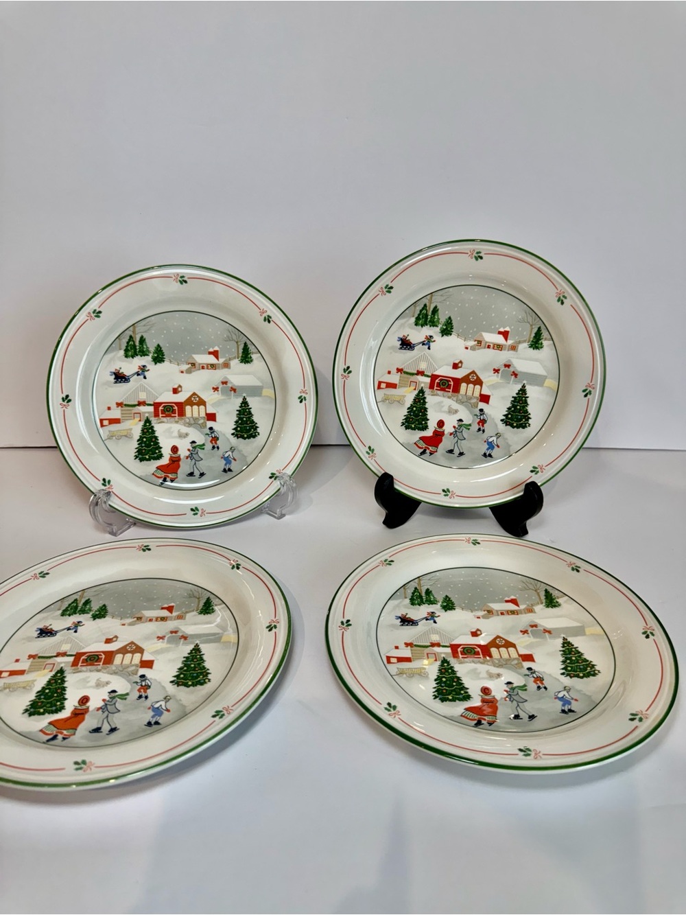 4 Sango Silent Night Plates 3900 Korea 7.5” Christmas Holiday Home Dinnerware
